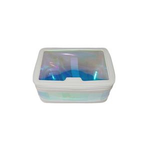 EVA Transparente al por Mayor para Bolsas, Holográfico, para Viajes, Almacenamiento de Cosméticos, Cierre con Cordón, Blanco, 6 Pulgadas - Product Image 3