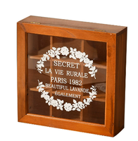 Boîte de rangement en bois, boîte décorative avec couvercle en verre, 9 compartiments, boîte à bijoux rectangulaire classique multifonctionnelle, boîte à souvenirs