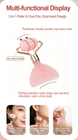 Mushang Masseur facial Gua Sha 2-en-1 en quartz rose naturel avec effets liftants et anti-âge, option logo personnalisé