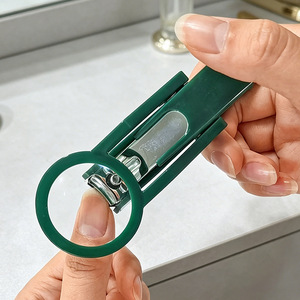 Magnifying Glass Nail Clippers Dark Green Wide Jaw Opening Portable Pedicure Tool For Seniors - Product Image 3