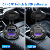 Prise USB double 12V/24V PD3.0 & QC3.0 pour voiture avec voltmètre LED et interrupteur marche/arrêt, prise de voiture DIY pour voiture, bateau, marine, bus