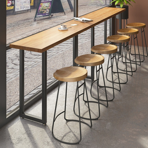 En stock club nocturno restaurante muebles mesa de Bar alta RTS club nocturno estilo industrial mesa de bar de madera larga con silla - Product Image 1