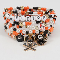 Set de Pulseras de Cuentas de Halloween, Pulseras de Varias Capas con Dijes de Calabaza, Fantasma y Araña, Set de Joyería de Moda