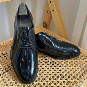 Men's Black Genuine Leather Oxfords Round <b>Toe</b> Lace-up Dress Shoes Office Career All Seasons Solid Color Rubber Outsole - Product Image 3