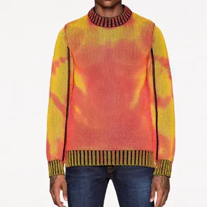 Suéter de cuello redondo de punto personalizado para hombre, jersey con tecnología de moda, hilo térmico sensible, cambio de Color