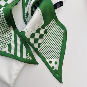 कस्टम जैतून-हरे लोगो डिजाइन संकीर्ण बैग नेकरचीफ रेशम हेडबैंड स्ट्रीमर स्किनी स्कार्फ महिला रिबन ट्रेंडी बाल - Product Image 2