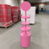 Présentoir cosmétique métallique léger sur pied à plusieurs niveaux avec porte-panneau pour magasin de détail et salon de beauté