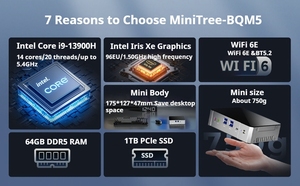 Minitree Mới Nhất <span class=keywords><strong>Intel</strong></span> 13th Gen Core I7 13700H 1360P I9 13900H <span class=keywords><strong>I5</strong></span> 1340P 6USB Dual RJ45 LAN Ddr5 1Tb Thunderbolt4 Chơi Game PC Win11 - Product Image 5