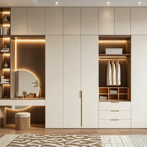 <span class=keywords><strong>Armoire</strong></span> de chambre à coucher en bois naturel RTA (prête à assembler) avec tiroirs et tringle de suspension pour la décoration intérieure – Fabrication OEM/ODM - Product Image 5