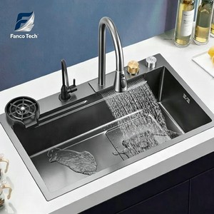 Lavello da Cucina OEM Moderno Multifunzionale con Rubinetto Intelligente, in Acciaio Inox Nero Opaco con Rivestimento PVD, Garanzia 5 Anni - Product Image 4