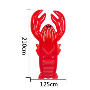 도매 가격 210*125Cm 물 수영장 플로트 레드 랍스터 여름 해변 플로트 아기 성인 랍스터 친환경