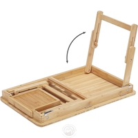 Support d'ordinateur portable réglable en bois de bambou Portable pratique pliable en bois Table d'ordinateur portable bureau pour chambre et salon Design Simple