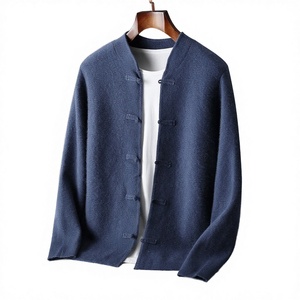 Men's Winter 100% Wool Thickened Four-Needle Flat Seam Frog Buttons Anti-shrink Breathable <b>Cardigan</b> <b>Sweater</b> - Product Image 2