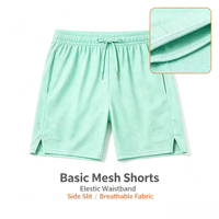 Shorts de basketball personnalisés pour hommes en maille respirante Spandex/Polyester avec logo imprimé par transfert thermique sur le devant et cordon de serrage OEM/ODM