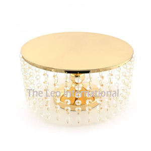 Présentoir à gâteau en aluminium plaqué or en forme de feuille Support à gâteau de luxe d'occasion pour fête d'anniversaire et mariage - Product Image 6