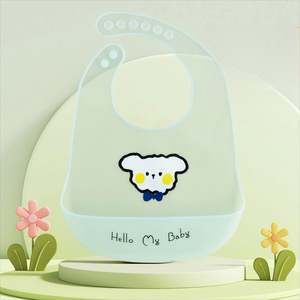 Bavoir en silicone super doux pour enfants, sac repas pour bébé avec motif solide imperméable, serviette antidérapante sans lavage, vente en gros - Product Image 3