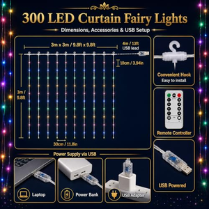 Guirlande lumineuse LED, guirlande féerique, éclairage de fête pour Diwali, Ramadan, Eid, mariage, Noël, décoration de la maison - Product Image 2