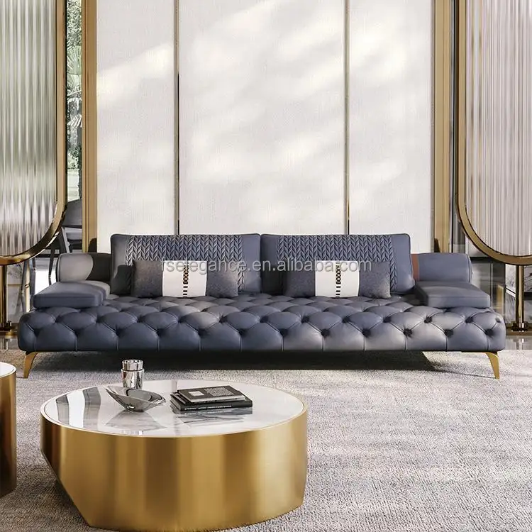 Sofá Seccional de microfibra reversible para recepción de hotel, cama de cristal, moderno, italiano, de cuero