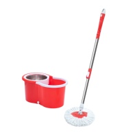Ensemble de serpillères magiques rotatives à 360° avec poignée amovible et seau en acier, système de lavage facile, vente en gros à prix réduit