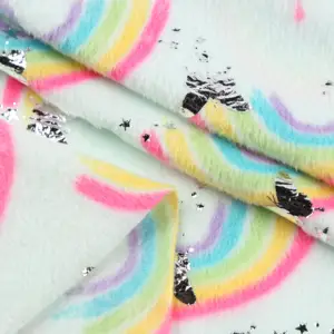 Lamina metallica con stampa arcobaleno, in pile Shu in maglia Shu in velluto, tessuto di peluche per indumento giocattolo