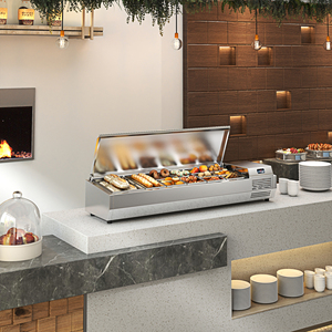 Cocina y restaurante Topping Pizza Table Top Glass Showcase Counter Salad Display con contenedor - Product Image 6