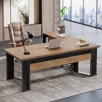 Bureau de direction en L durable de 70,86 po avec armoire mobile à dossiers, 2 tiroirs et étagères de rangement