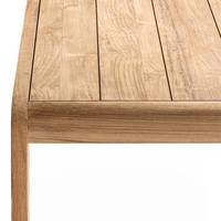 Table et chaises de café d'extérieur haut de gamme en bois massif, mobilier en teck avec dossier en corde tressée, ensemble de salle à manger pour villa, cour et jardin