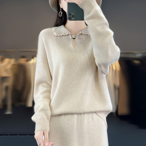 Pull en laine à boutons grenouille de style chinois en laine mercerisée 100% pour <span class=keywords><strong>femme</strong></span> - Product Image 5