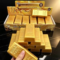 Jouet anti-stress en forme de brique d'or compressible en PU avec une texture douce et collante pour les 14 ans et plus, sans petites pièces