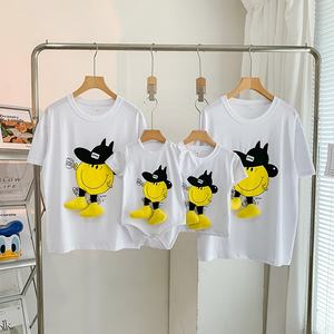 2025 verano Casual elegante Camiseta de manga corta dibujos animados para cara 3D familia trajes a juego para bebé<span class=keywords><strong>s</strong></span> niños y niñas 95% algodón - Product Image 4
