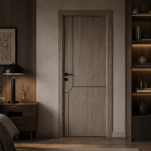 <span class=keywords><strong>Porte</strong></span> élégante recouverte de film avec lignes décoratives noires gravées, finition soignée, qualité stable, économique pour la construction, CE - Product Image 2