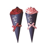 Caja de dulces de cono de flores Nueva caja de embalaje de bolsa de dulces de helado de boda europea