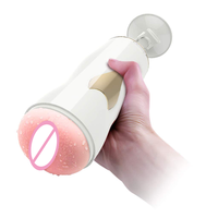 Masturbateur masculin automatique vibrant à double canal, avec fonction de vagin réaliste, de pénétration orale et de voix gémoussante, pour hommes