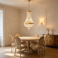 Grand lustre suspendu en cristal de luxe, design conique, pour villa, hôtel, salon, décoration