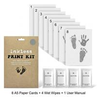 Kit d'empreintes de mains et de pattes pour bébés et animaux de compagnie, sans encre, écologique, avec cadre miroir et logo personnalisé, pour la liste de naissance