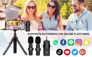 3 Trong 1 Không Dây Lavalier Microphone Cho Điện Thoại Di Động/Máy Tính/Máy Ảnh Ngoài Trời Video Ghi Âm Tiếng Ồn Giảm Mini Microphone - Product Image 4