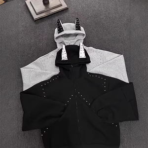 <span class=keywords><strong>Felpa</strong></span> <span class=keywords><strong>con</strong></span> <span class=keywords><strong>Cappuccio</strong></span> e Zip Integrale da Uomo, Materiale Premium, per Sport all'Aperto, Casual, Comoda e Leggera, Tinta Unita <span class=keywords><strong>con</strong></span> <span class=keywords><strong>Corna</strong></span> del Diavolo - Product Image 2