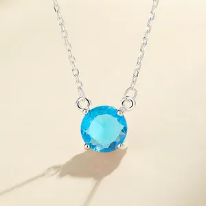 Sterling Wholesale Colorful Large Zircon S925 Silver Necklace Statement Jewelry Essential Enamel Sterling Silver Fine Jewelry Necklaces