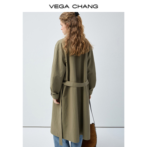 VEGA CHANG <span class=keywords><strong>Trench</strong></span> Coat <span class=keywords><strong>Verde</strong></span> Oliva Impermeabile con Cintura in Vita, Casual e Antivento per Uso Quotidiano - Product Image 5