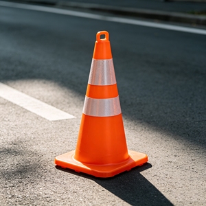 Cône de signalisation orange fluorescent hautement réfléchissant avec motif personnalisé pour la circulation nocturne - Product Image 5