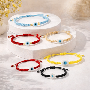 Pulsera <span class=keywords><strong>de</strong></span> <span class=keywords><strong>Ojo</strong></span> Turco Blanca Trenzada a Mano Resoul, Amuleto <span class=keywords><strong>de</strong></span> Protección <span class=keywords><strong>de</strong></span> la Suerte con Hilo Plano <span class=keywords><strong>de</strong></span> Macramé, Regalo <span class=keywords><strong>de</strong></span> Amistad - Product Image 1
