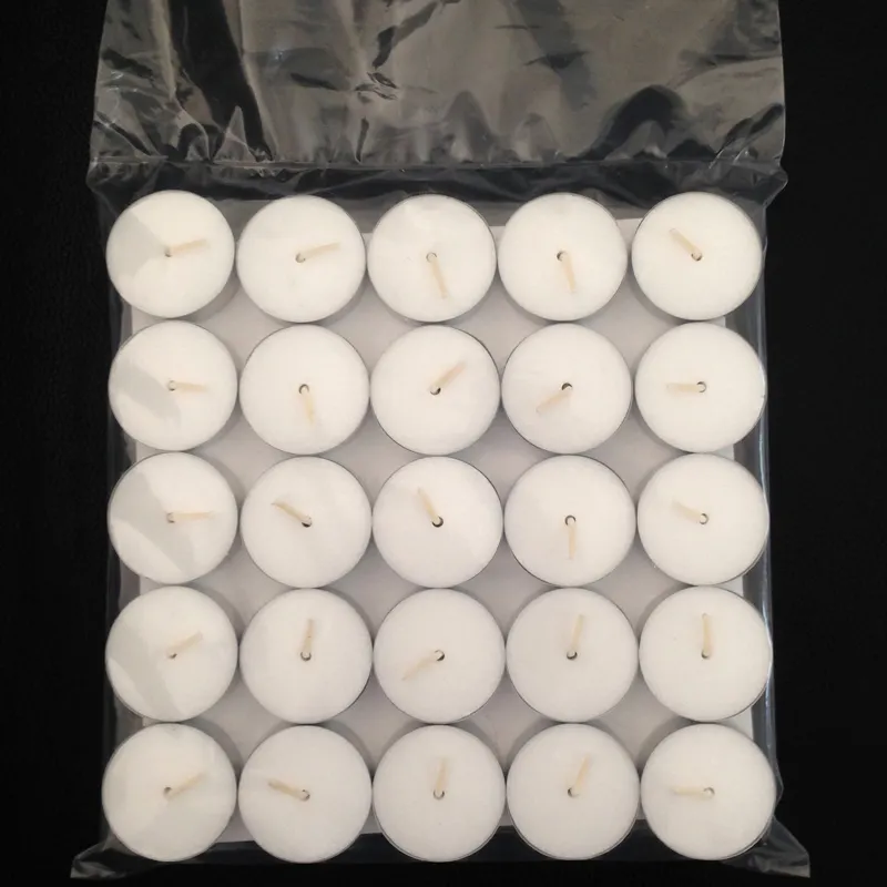 공장 직접 판매 파라핀 왁스 8 시간 레코딩 Unscented 차 조명 100/pkg 화이트 Tealight 촛불 생일 선물