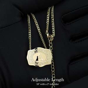 สร้อยคอพร้อมจี้ตัวอักษรสีทอง14K ดีไซน์สร้างสรรค์แฟชั่นใหม่พร้อมหัวเข็มขัดนูนยาว - Product Image 4