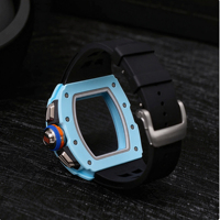 Modische Automatische Mechanische Chronograph-Uhr für Herren, 6501 Serie, Carbonfaser-Gehäuse, Skelett-Design, Herren-Geschenkuhr