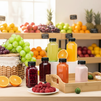 Vierkante transparante plastic fles voor melkthee en sap met lekvrij deksel, herbruikbaar voor fruittheewinkels en thuisgebruik