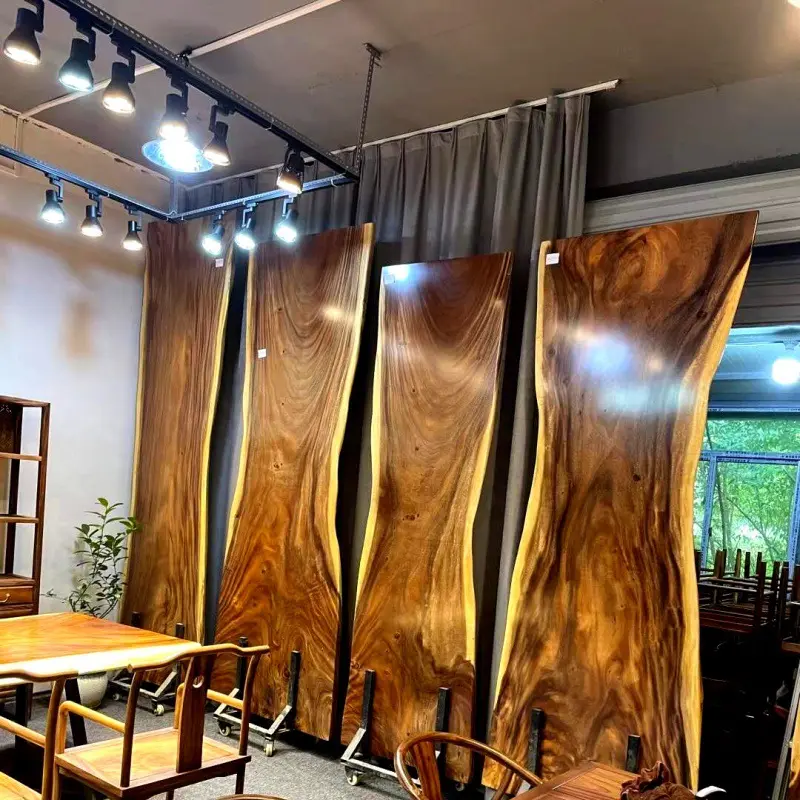 Muebles de borde vivo Natural, mesa de comedor de madera de roble y nogal