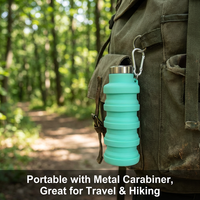 Bouteille d'eau écologique pour la salle de sport, la randonnée, les voyages, les sports, bouteille d'eau en silicone pliable pour adultes, réutilisable