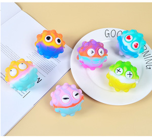 Juguete de silicona Mochi Squishy, monstruo de color degradado para aliviar el estrés, bola sensorial anti-ansiedad con burbujas, lindo regalo de animalito para destensar el estrés. - Product Image 3