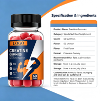 Gummies de créatine : Complément nutritionnel sportif pour la croissance musculaire et l'énergie – 60 unités, véganes, marque privée, fabrication OEM/ODM