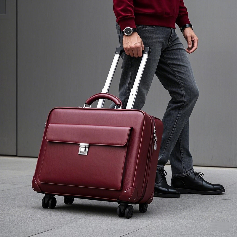 Manufacturer OEM Full Grain Leather Trolley